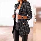 Damen Eleganter Tweed-Blazer mit doppelter Knopfreihe und strukturierter Textur R&B