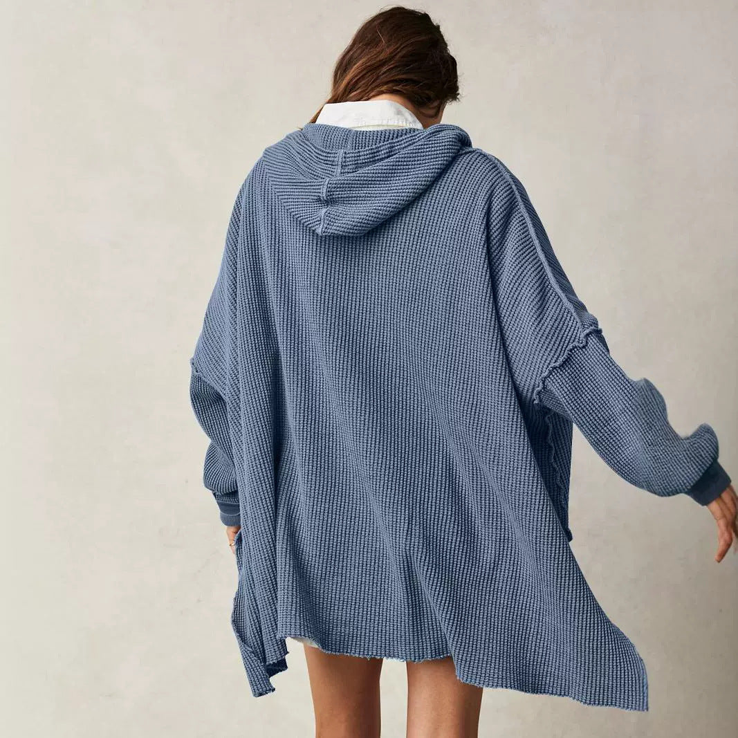 Damen Lässiger Hoodie mit strukturiertem Design und praktischer Kängurutasche R&B