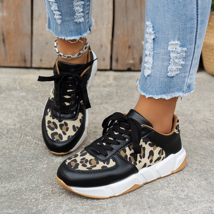 Damen Komfortable und stilvolle Sneakers mit Leopardenmuster R&B