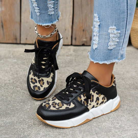 Damen Komfortable und stilvolle Sneakers mit Leopardenmuster R&B