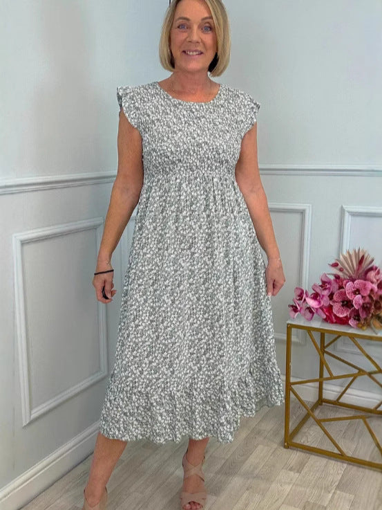 Damen luftiges Maxikleid mit Rüschen und floralem Design R&B