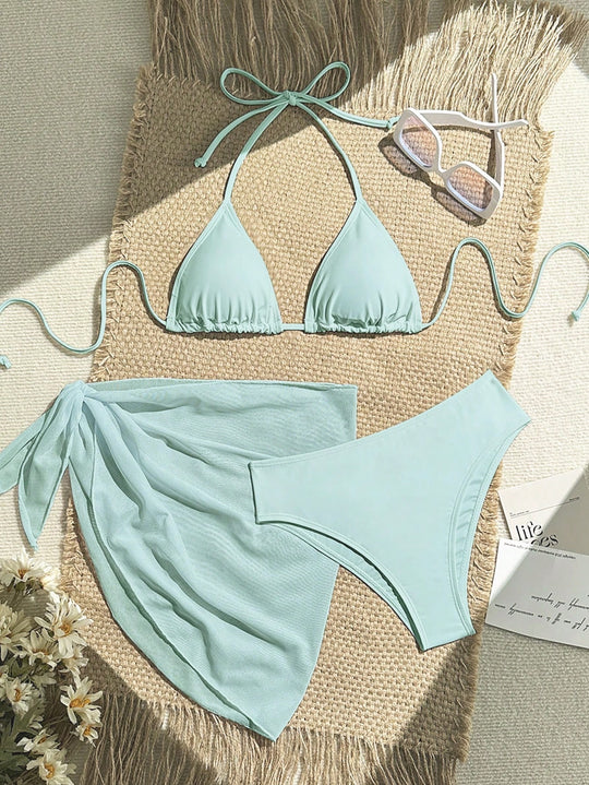 Damen Triangel-Bikini mit Wickeltuch und verstellbaren Trägern R&B