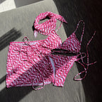 Damen Wickel-Bikini-Set mit floralem Muster und verspieltem Rock R&B