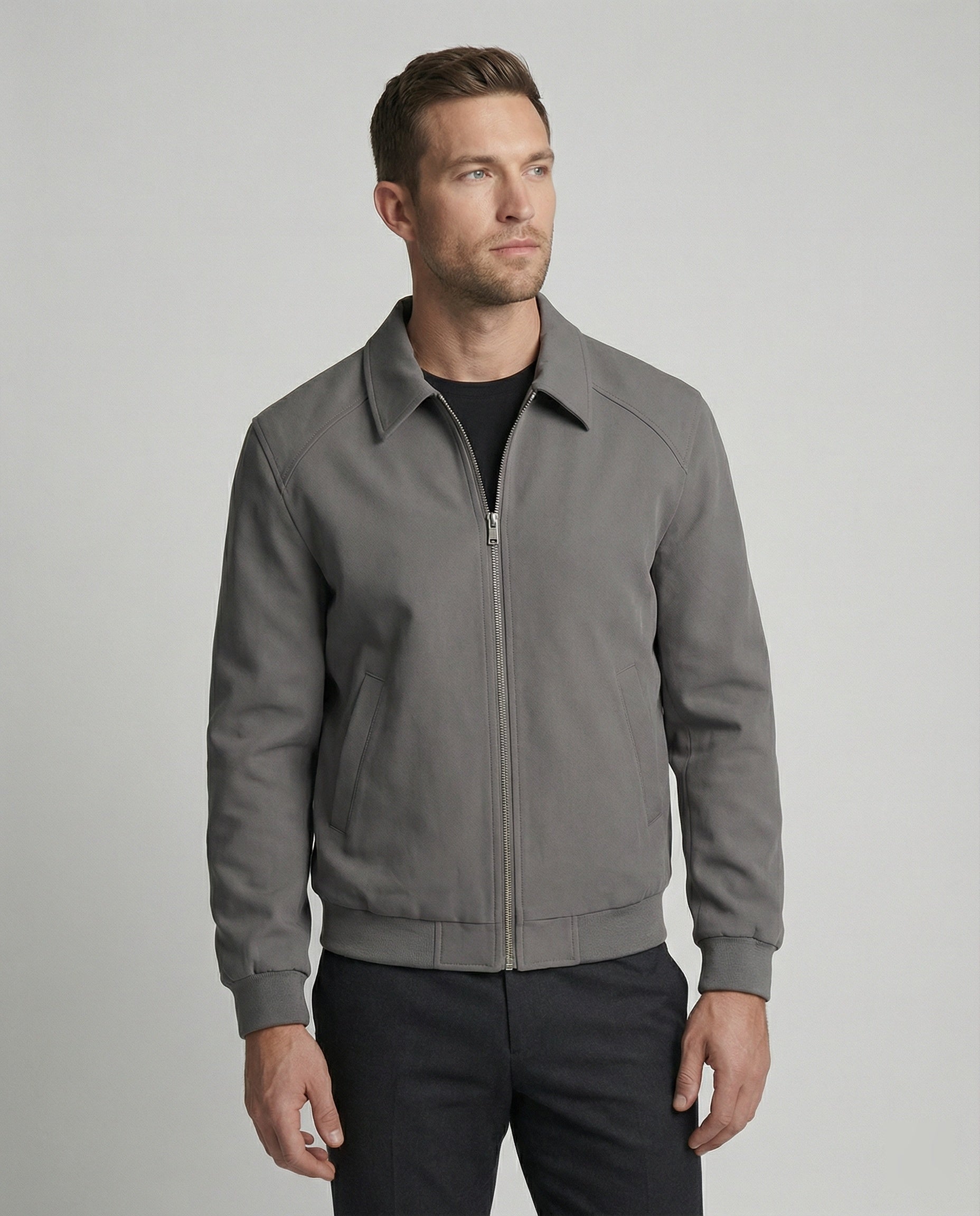 Herren Vintage BasR&Ball Jacke USA Style Herbst Übergangsjacke Grau Schwarz