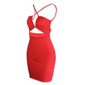 Damen figurbetontes Minikleid mit gekreuzten Spaghettiträgern und kreativem Cut-Out-Design R&B