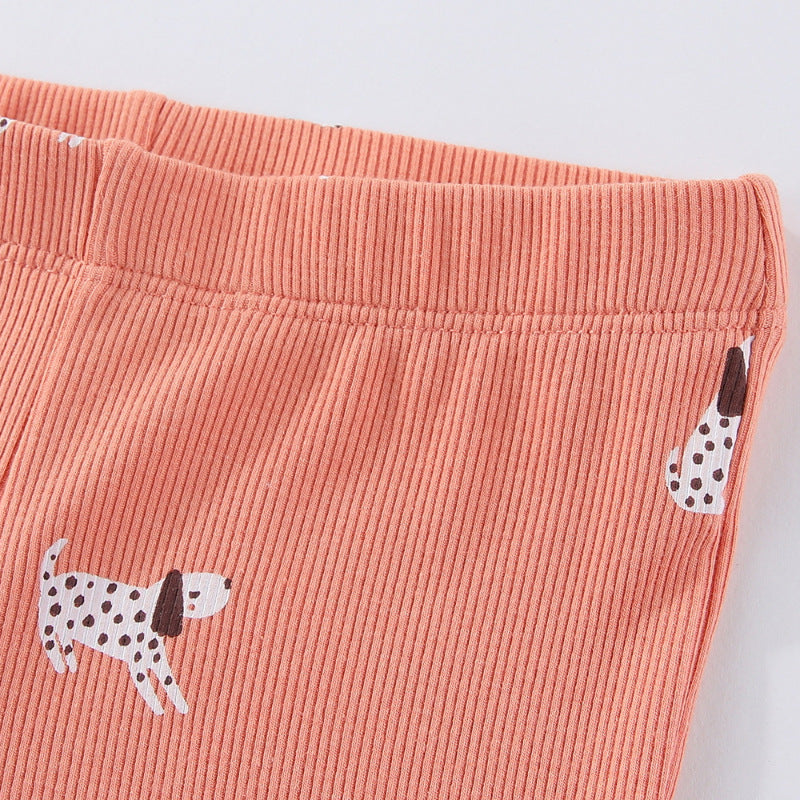 Mädchen Leggings mit fröhlichem Hunde-Muster R&B