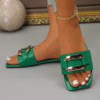 Damen Mules mit glänzenden Dekorelementen und bequemer Fußbett R&B