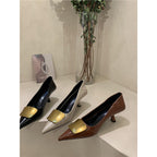 Damen spitze Pumps mit metallic-beschichtetem Akzent und disturbierter Absatzhöhe R&B