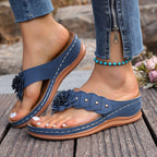 Damen Sandalen mit floralen Applikationen und gepolsterter Sohle R&B