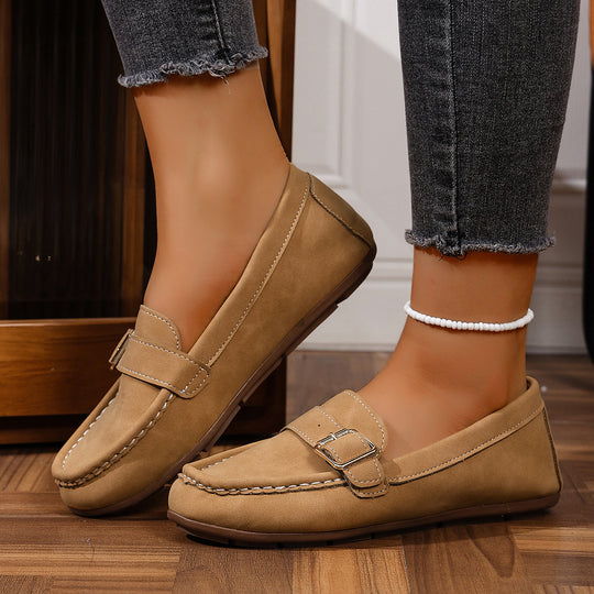 Damen Mokassins mit modischem Schnallen-Design und komfortabler Sohle R&B