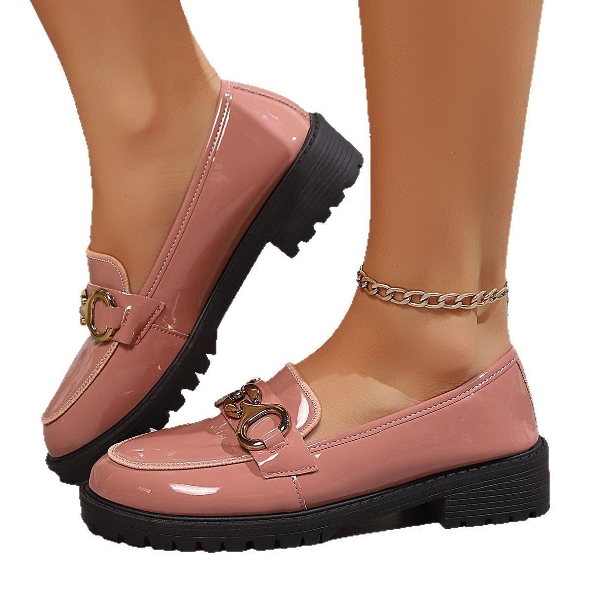 Damen Trendige und komfortable Loafers mit glänzender Oberflächenbeschaffenheit R&B