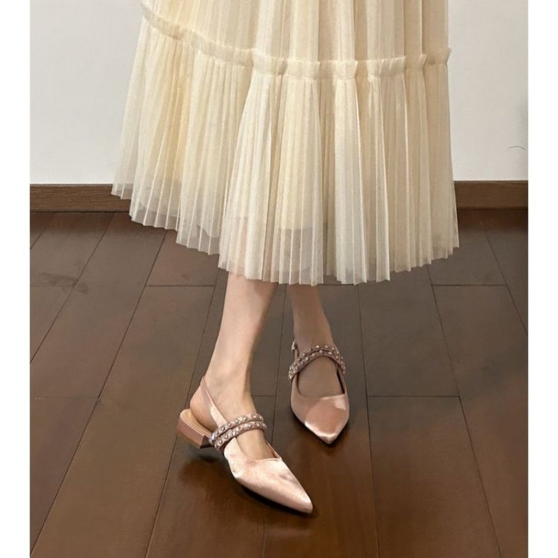 Damen Slingback Ballerinas mit eleganter Perlenverzierung R&B
