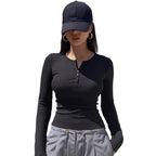 Damen Langarmshirt mit Knopfleiste R&B