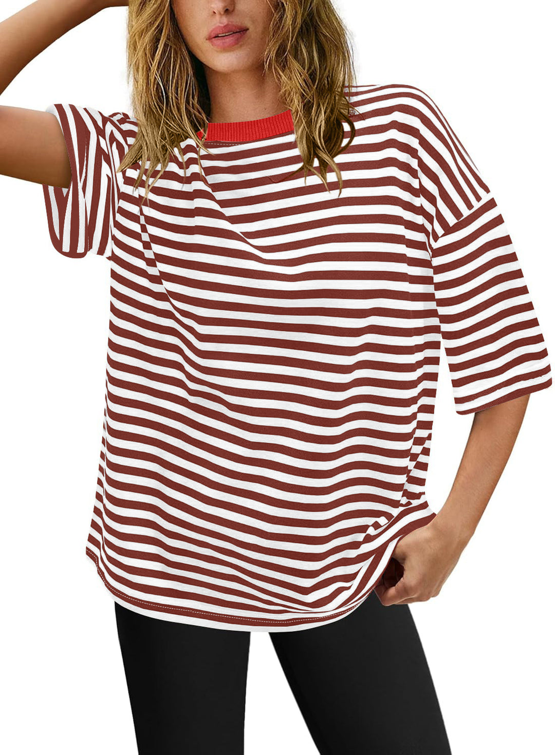 Damen Übergrößen T-Shirt mit Streifenmuster R&B