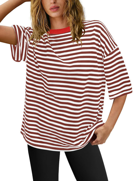 Damen Übergrößen T-Shirt mit Streifenmuster R&B