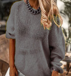 Damen Grobstrickpullover mit lässigem Schnitt und weitem Ärmel