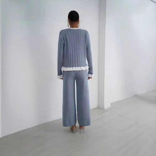 Damen Eleganter Strickanzug mit feinen Rippdetails und zeitlosem Design R&B