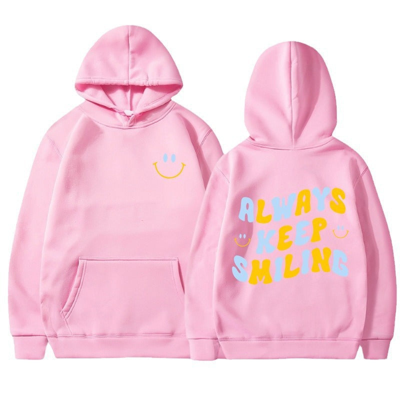 Damen Kapuzenpullover mit fröhlichem Schriftzug und praktischen Kängurutaschen R&B