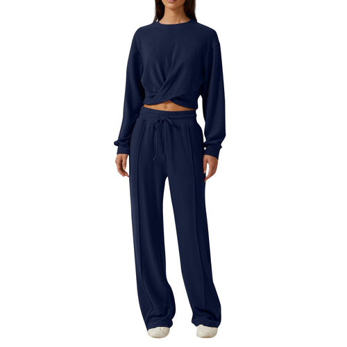 Damen gemütliches Sweatpants-Set mit modischem Crop-Oberteil R&B