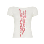 Damen trendiges Kurzarm-Shirt mit auffälligem Schriftzug R&B