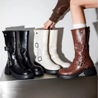 Damen robuste Stiefel mit modischem Schnallen-Design R&B
