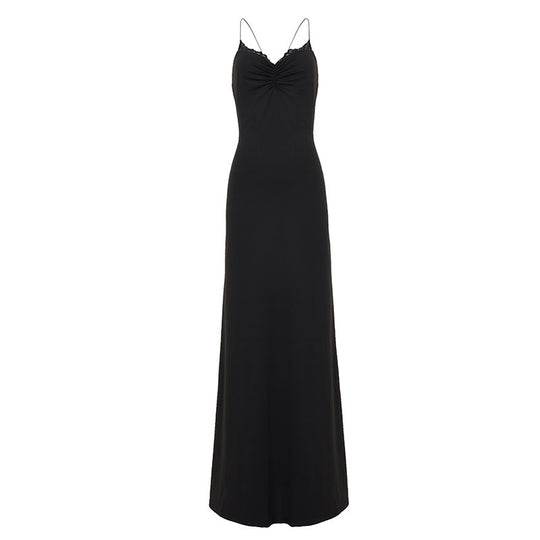 Damen Maxi-Kleid mit verstellbaren Spaghetti-Trägern und elegantem Rückenausschnitt R&B