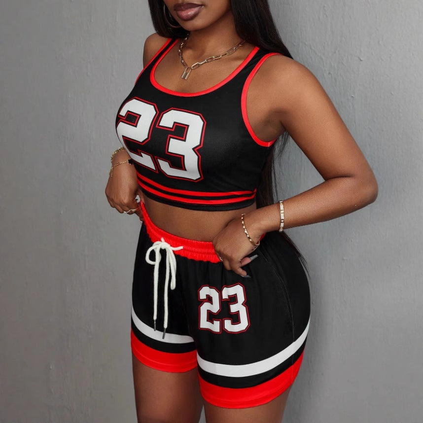 Damen Sportliches Freizeit-Outfit mit Crop-Top und Shorts R&B