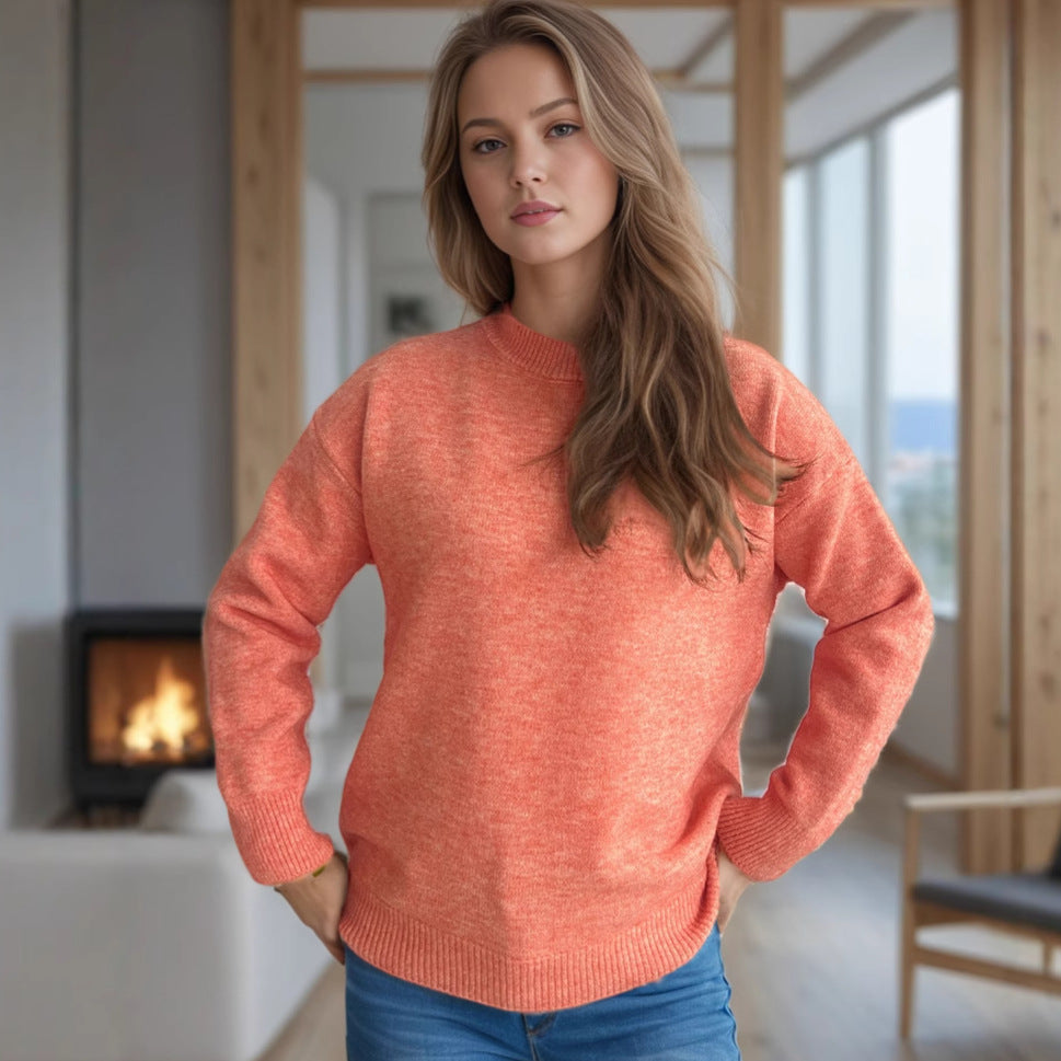 Damen lässiger Pullover mit weitem Schnitt und modernem Rippstrickdesign R&B