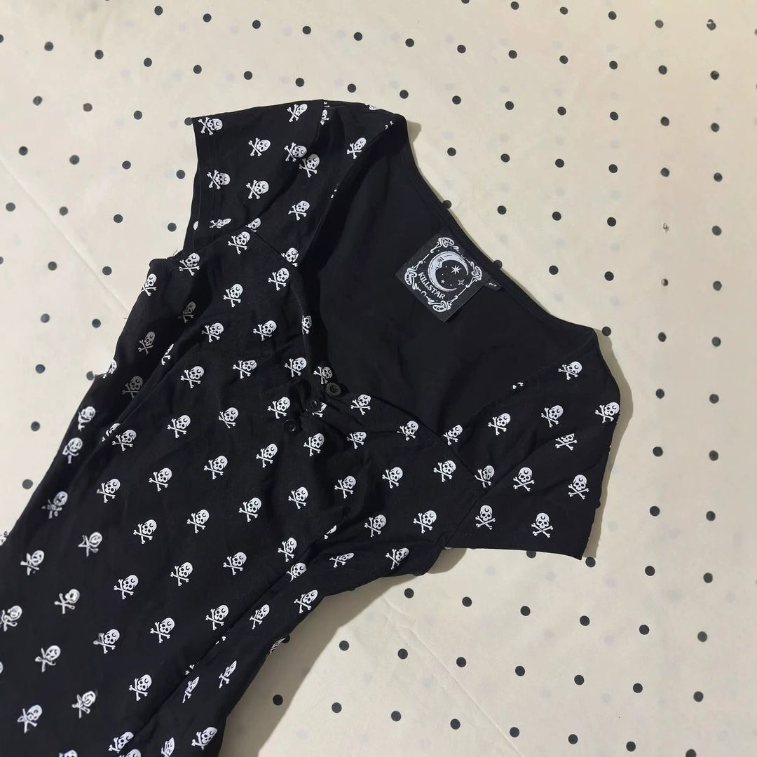 Damen Baumwollshirt mit Totenkopf-Muster R&B