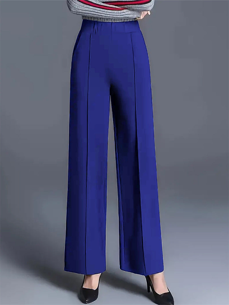 Damen Weit geschnittene High-Waist-Hose mit eleganten Bügelfalten R&B
