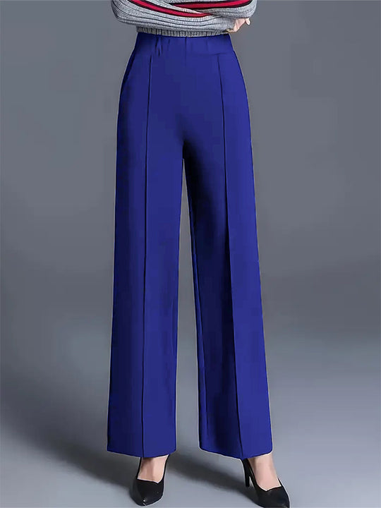 Damen Weit geschnittene High-Waist-Hose mit eleganten Bügelfalten R&B
