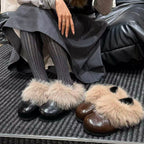 Damen Komfortable Clogs mit warmem Fellkragen und rutschfester Sohle R&B