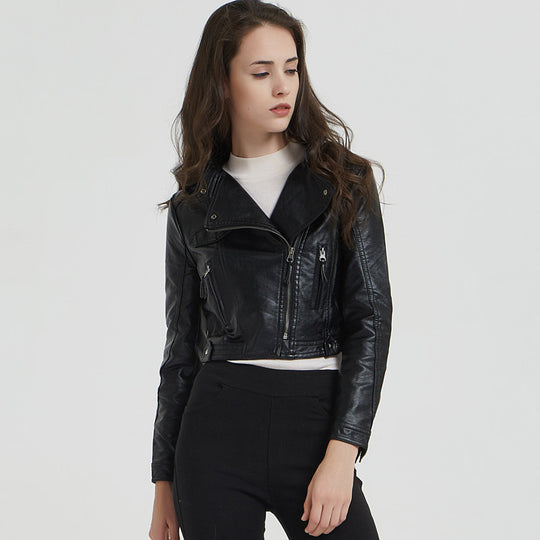 Damen elegante Bikerjacke aus hochwertigem R&B