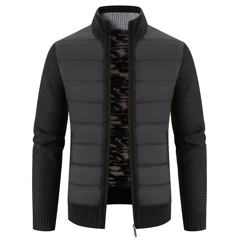 Herren hybride Steppjacke mit modischem Strickdesign R&B