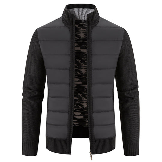 Herren hybride Steppjacke mit modischem Strickdesign R&B
