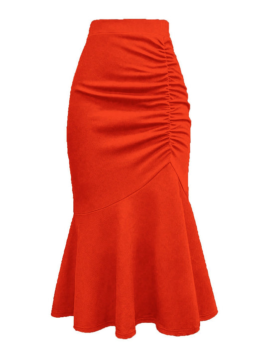 Damen eleganter Midirock mit asymmetrischem Schnitt und Raffung R&B