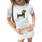 Damen T-Shirt mit originellem Tiermotiv und figurbetontem Schnitt R&B