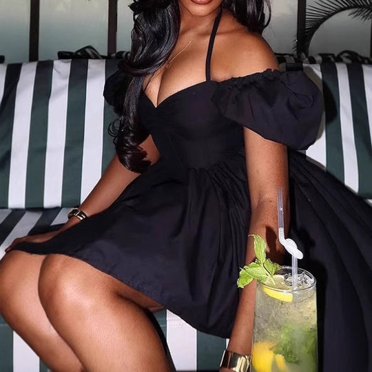 Damen Off-Shoulder Cocktailkleid mit Rüschendetails R&B