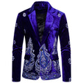 Herren eleganter Samtblazer mit opulenter Stickerei R&B