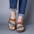 Damen Wedge-Sandaletten mit perforierten Riemen R&B