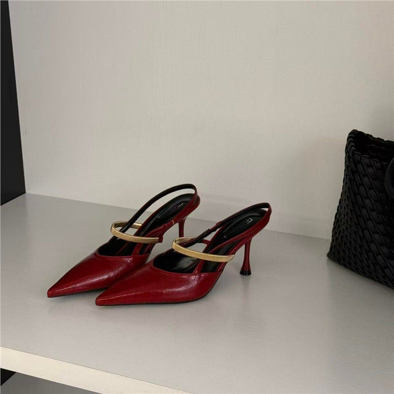 Damen elegante Slingback-Pumps mit goldenen Akzenten R&B