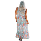 Damen Maxikleid mit blumenverziertem Design und schwingendem Schnitt R&B