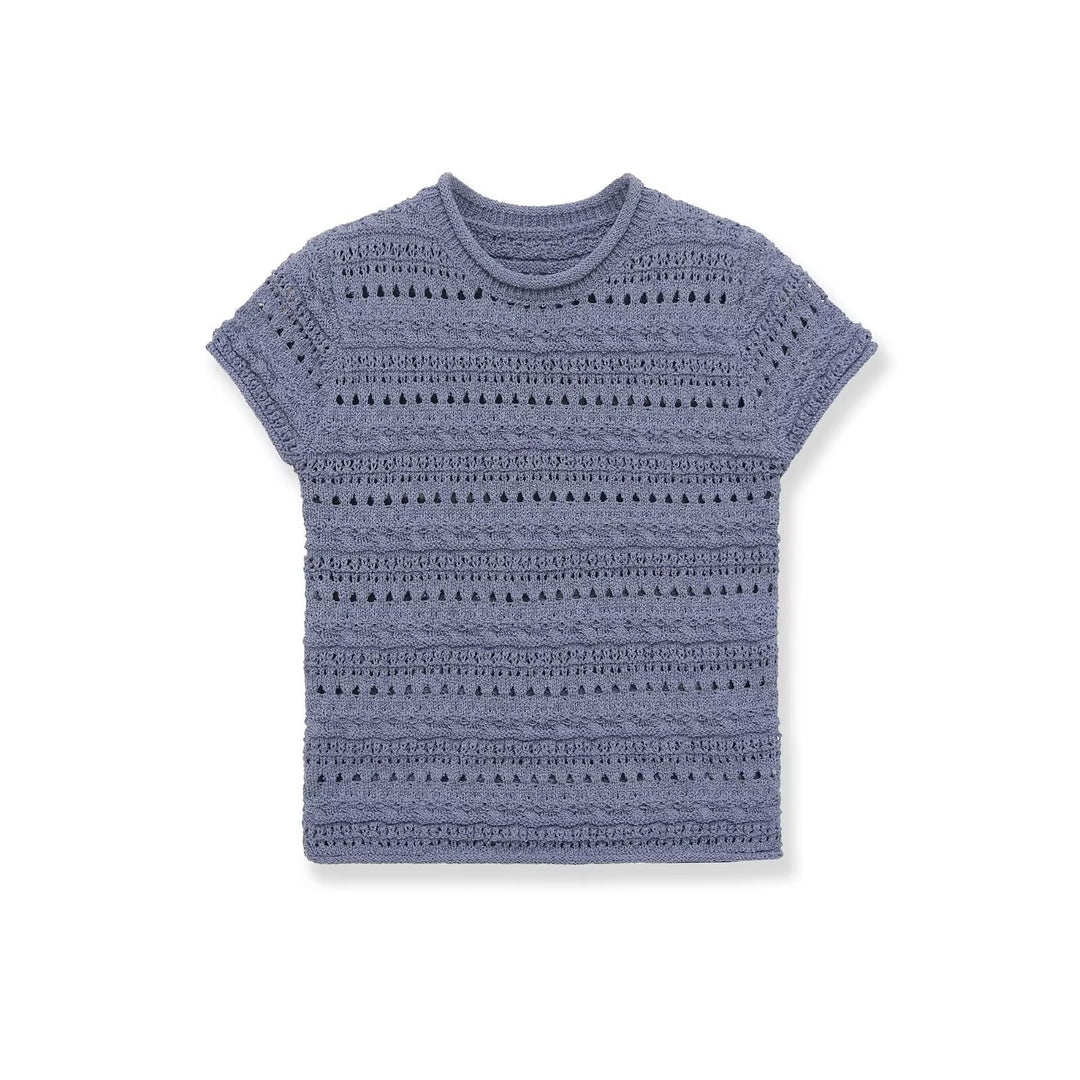 Damen Häkeloberteil mit strukturiertem Design und kurzen Ärmeln R&B