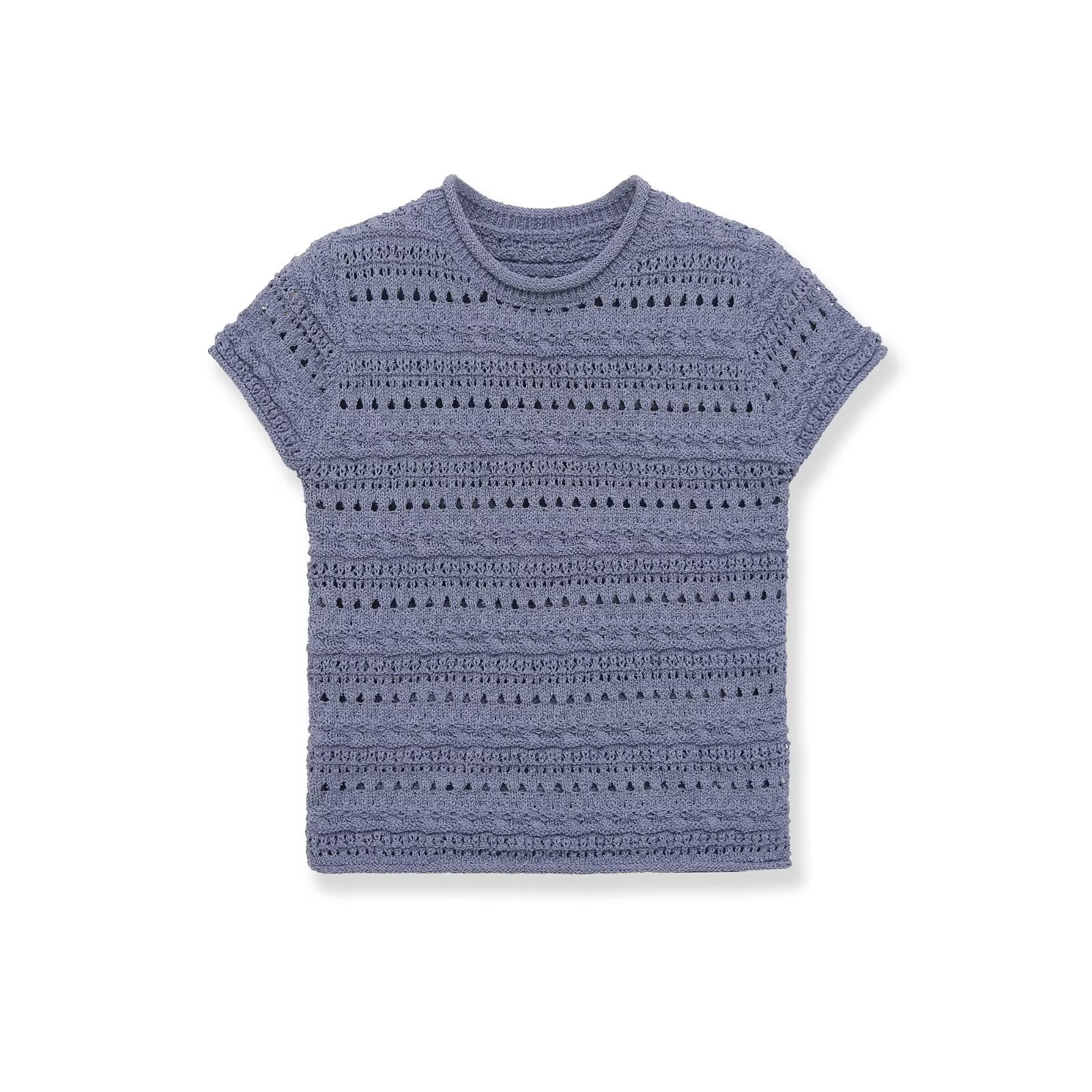 Damen Häkeloberteil mit strukturiertem Design und kurzen Ärmeln R&B
