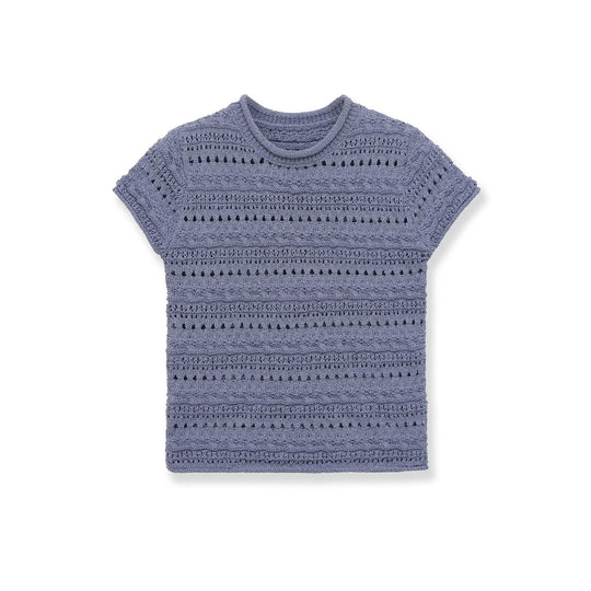 Damen Häkeloberteil mit strukturiertem Design und kurzen Ärmeln R&B