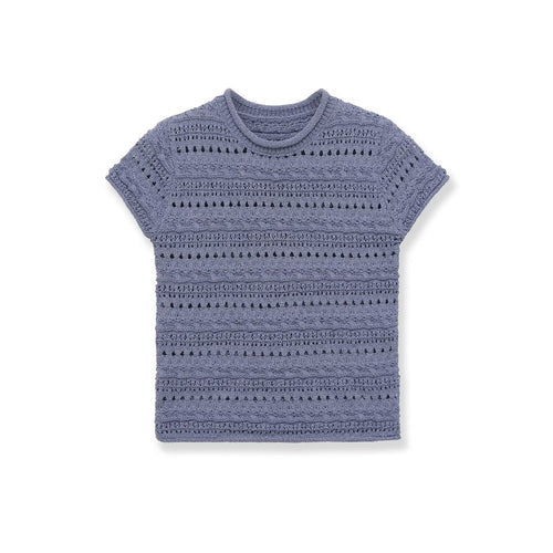 Damen Häkeloberteil mit strukturiertem Design und kurzen Ärmeln R&B