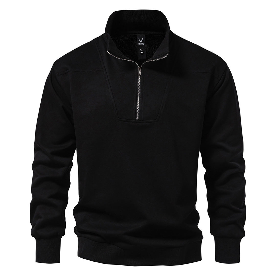 Herren modischer Stehkragenpullover mit halbem Reißverschluss und bequemer Passform R&B
