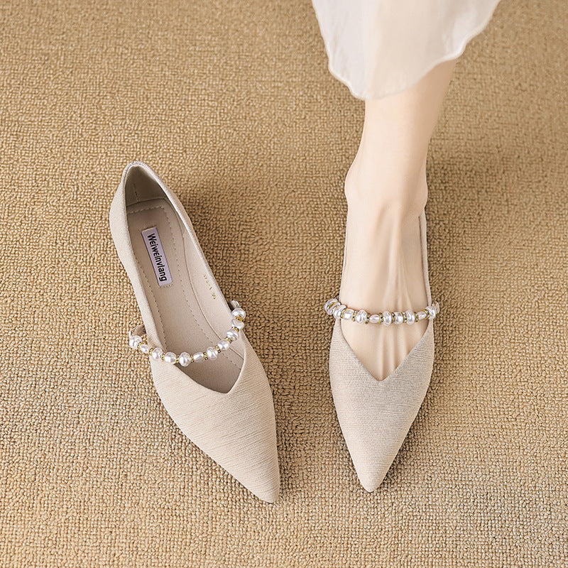 Damen Ballerinas mit modischer Perlen-Schnalle