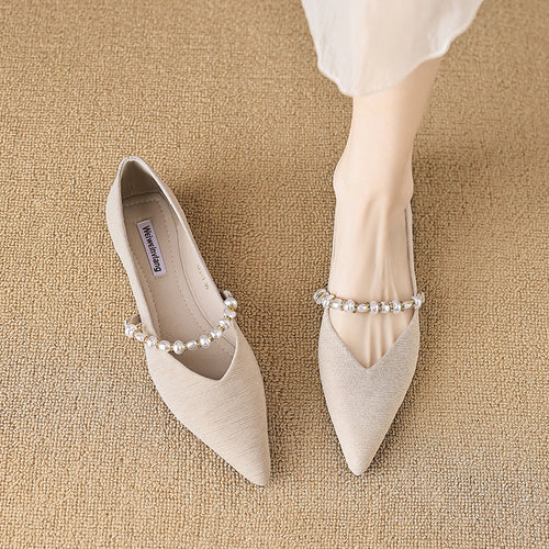 Damen Ballerinas mit modischer Perlen-Schnalle R&B