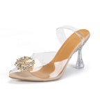 Damen elegante Pumps mit transparentem Obermaterial und glitzerndem Schmuck R&B